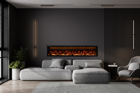 Линейный биокамин Mercury 74 LED RF